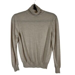 Suitsupply Merino Wool Turtleneck Sweater Beige Tan Roll Neck Knit Womens Medium